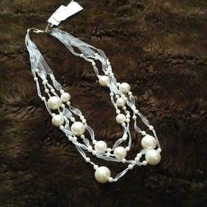 Charter Club Multi-strand Faux Pearl and Ribbon Necklace
